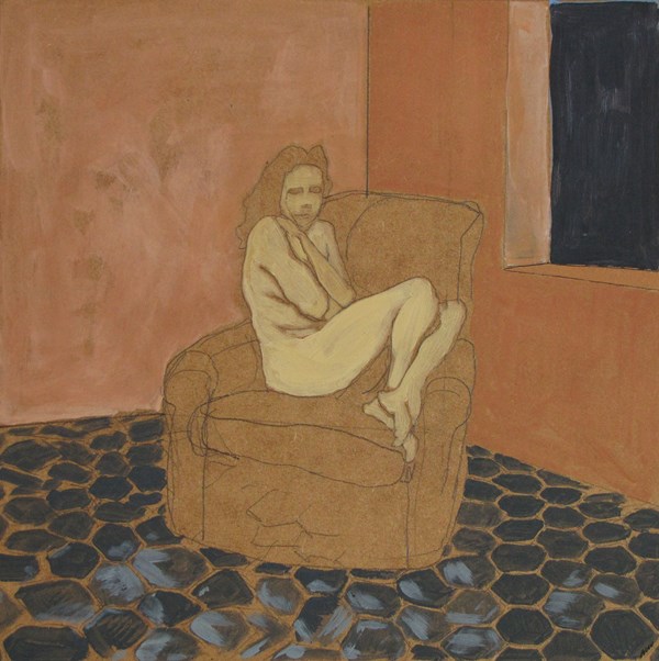 Nu dans fauteuil - 30x30 - tempera